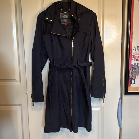 Vince Camuto Blue Belted Rain Jacket - Picture 4 of 13
